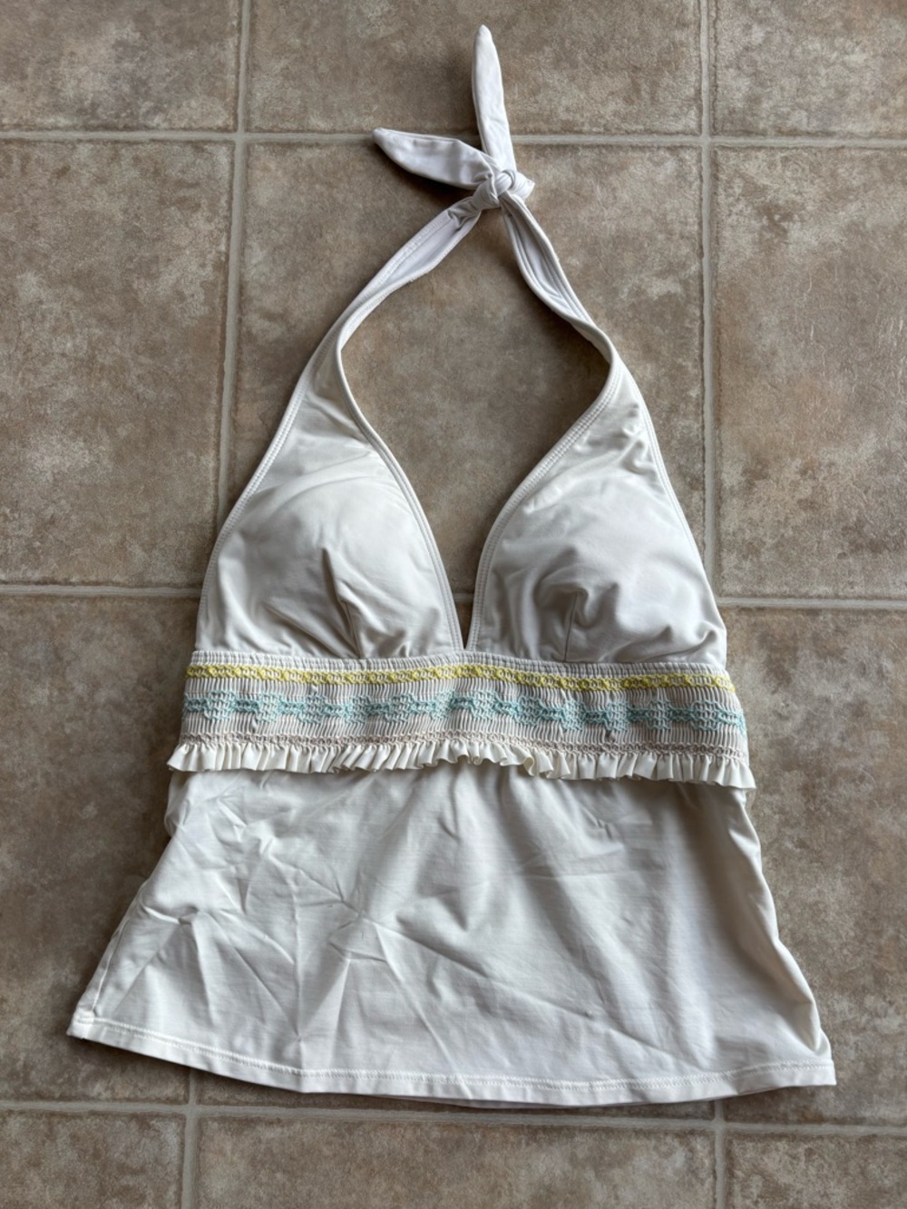 La Blanca White Swim Top (Or tank top) with pastel Stitching